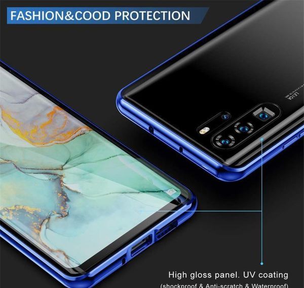 

magnetic absorption metal phone case for huawei p30 p40 pro lite cover double sided tempered glass huawe bbykgt bde_home
