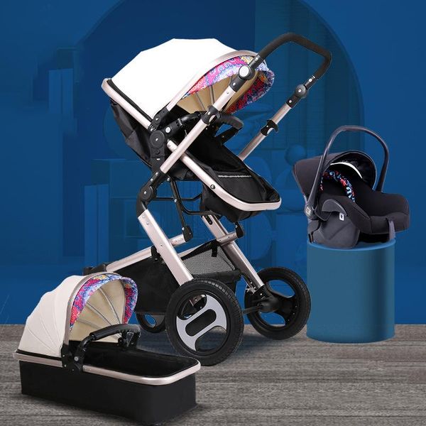 

strollers# high landscape baby stroller can sit and lie, four-wheel absorber, fold two-way bassinet infant car