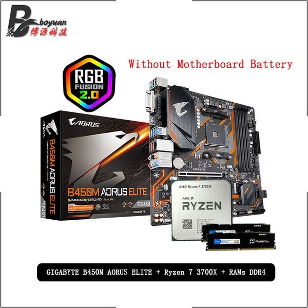 

rams amd ryzen 7 r7 3700x cpu + ga b450m aorus elite motherboard pumeitou ddr4 8g 16g 2666mhz suit socket am4 without cooler