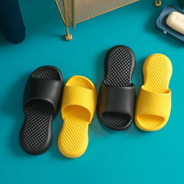 

new mute soft cool slippers with a sense of stepping on excrement women's summer thick bottom indoor home men's bathroom couple, Black
