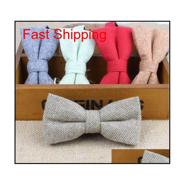 

superior classical formal wool cotton bow tie gravata multiple colors houndstooth pattern necktie mens luxury tie tweed bowtie y5hh0, Black;gray