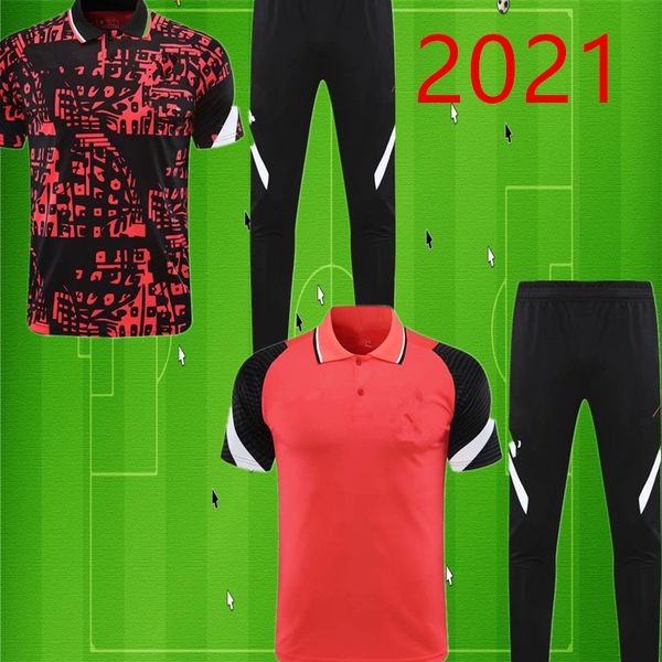 

2021 new team polo suit 2021 red and black short sleeve plus trousers suit