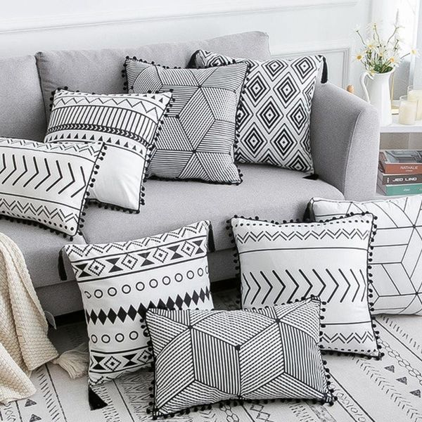 

bohemia style cushion cover tassel pillow case pillows decor home for sofa bed geometric decorative pillows 45x45cm pillowcase1