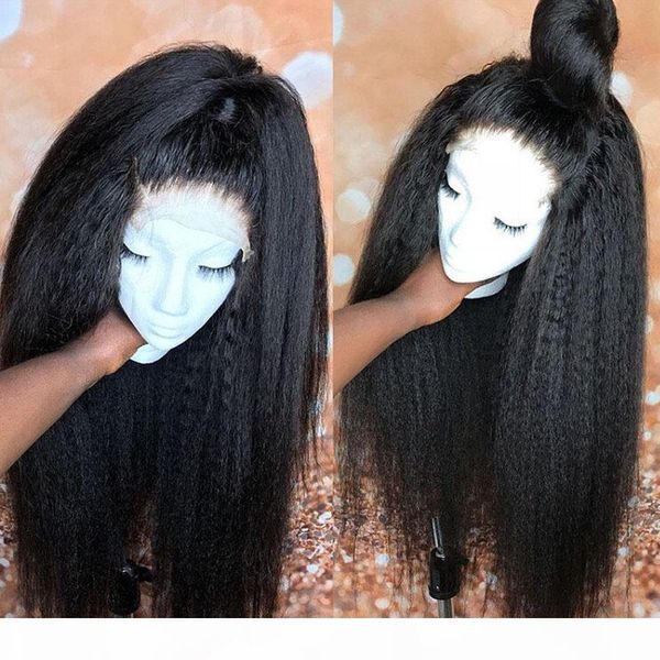

kinky straight brazilian 13x6 lace front human hair wigs glueless 360 lace frontal 180density full lace wigs yaki straight for black women