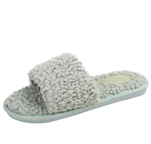 

slippers 2021 selling women platform indoor winter home plush wedge fur slides calzado mujer, Black