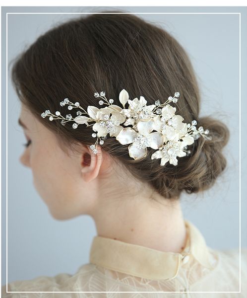 Cabeças de cabeceira jóias de flores de flor de prata modernas Acessórios para cabelos de casamento feitos de casamento para mulheres clipes de cabelo para cocar de garotas da noiva