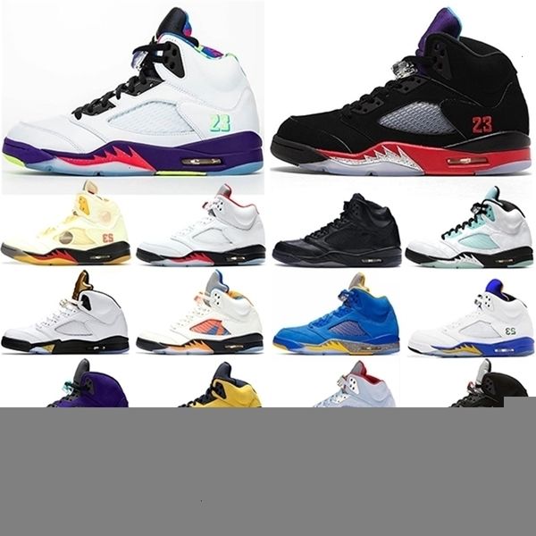 

fire ducks 5s jumpman 5 basketball red shoes 3 grape island green white cement inspire mens trainers sneakers sports size -13, Black