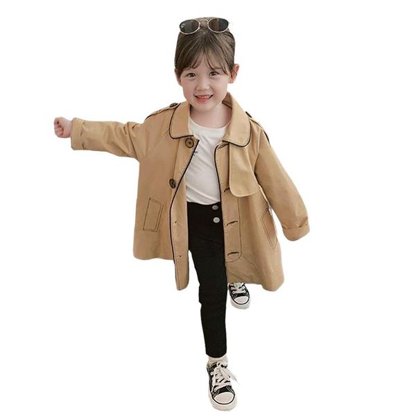 

casual long windbreaker age for 2 - 8 years baby girl 2021 spring children clothes coats khaki simple school style windbreaker, Blue;gray