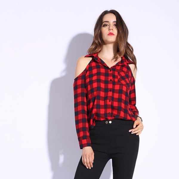 

dioufond off shoulder red plaid blouses women long sleeve spring summer shirts blusas femininas fashion cap sleeve 2021 plus size, White