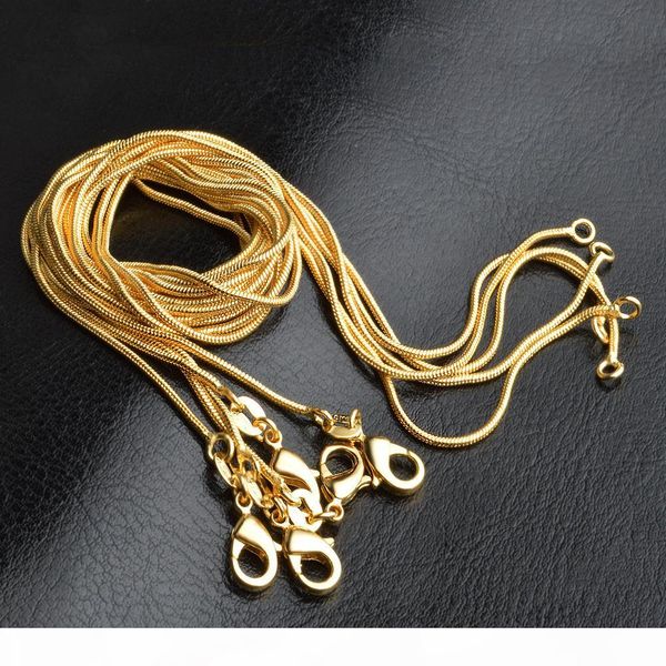 

1mm 18k gold plated snake chain pendant necklace bone necklace 16-30 inch 10pcs, Silver