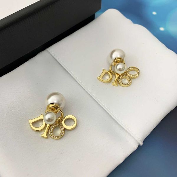 

d family female baby same dijia pearl star net red letter s925 silver pin earrings