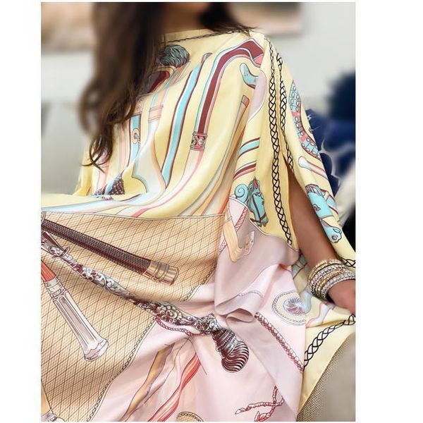 

ethnic clothing bohemian party lady silk kaftan maxi dresses loose batwing sleeve muslim women abaya robe gowns for 2021 fashion, Red