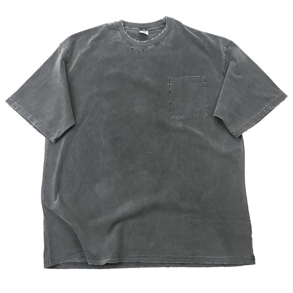 

ripped streetwear t-shirt cotton hip hop tee fit garment-washed relaxed pocket eehdr, Black