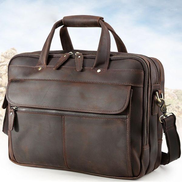 

genuine leather 16 inch computer business briefcase man handbag solid office bags for men leather lapbag maletines hombre1
