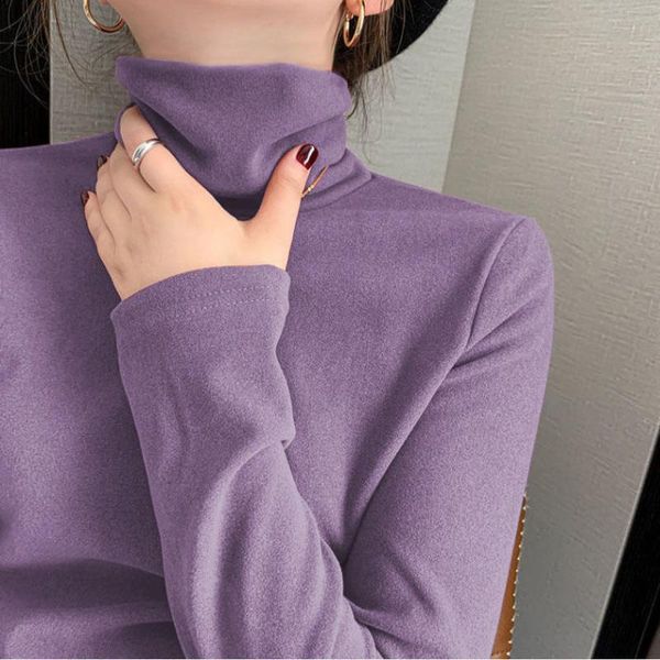 

women's t-shirt harajuku black white turtleneck female t-shirts autumn fashion elegant women solid long sleeve t shirt slim casual basi