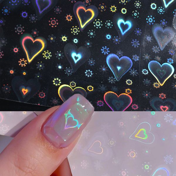 Aurora Laser Love Prego Adesivos Super Flash Versátil Star Decalques Unhas Pasta Decoração