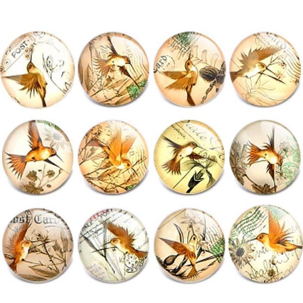 

10pcs/lot new mixed snap jewelry flying bird glass charms 18mm snap button jewelry for 18mm snaps bracel jllset
