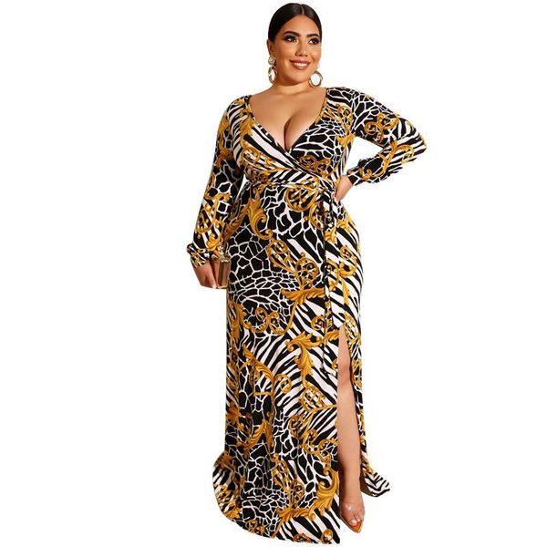 

casual dresses plus size 5xl women stripe printed v-neck long sleeve maxi dress vestidos clothes big 4xl 3xl, Black;gray