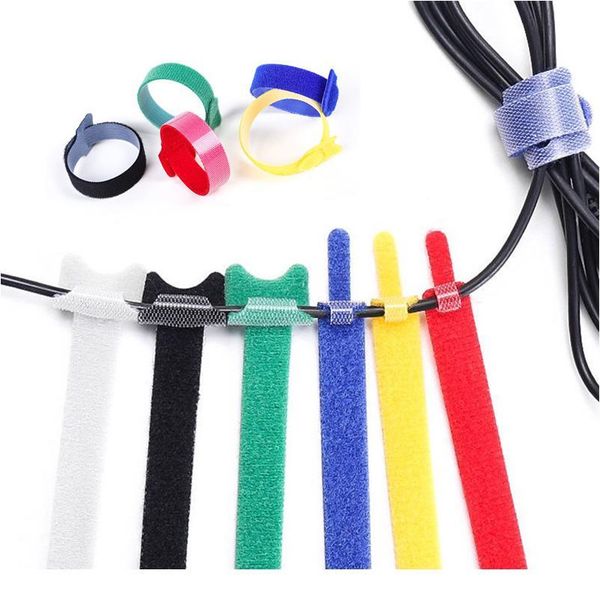 

50pcs reusable black cable cordtidy organiser tool hook and loop cable ties nylon strap hook loop ties multiple colour jllooo