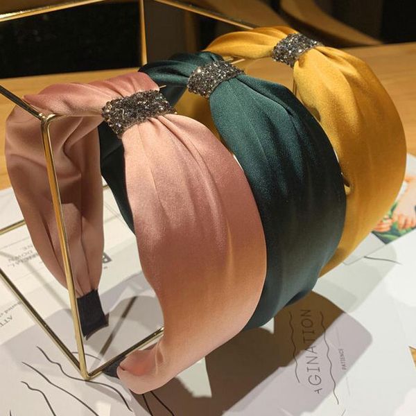 

2021 новые горячие продажи простые стили hair hoop высокое качество горный хрусталь широкая ткань волос обруч мода письмо очаровательные жен, Black;brown