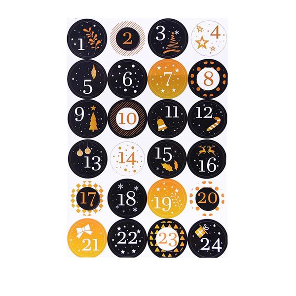 

24шт рождественский обратный отсчет наклейки круглый цифровой пвх наклейки наклейки наклейки упаковка канцтовары уплотнительная наклейка xma