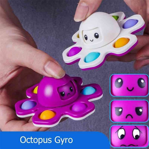 

fidget ocs fingertip gyro spinner three expressions push bubble sensory reliever stress kids autism antistress toy