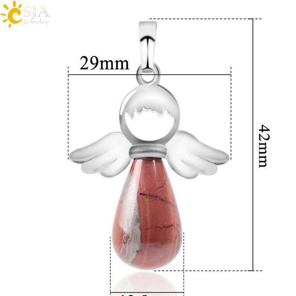 

csja natural stones angels pendant for necklace pink quartz onyx pendants silver-color water drop female child jewelry g qylivv, Black