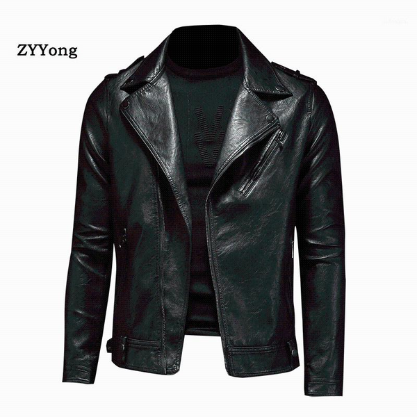 

2020 men's leather jacket zipper design leather brown men jacket men and coat1, Black