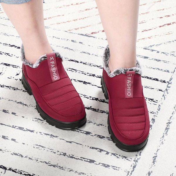 

women ankle boots warm cotton shoes winter short plush 2020 non-slip waterproof ladies snow boots 2020 shallow female shoes new, Black
