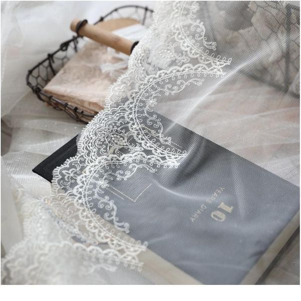 

2meter/pack 31cm good quality beige cotton bilateral embroider lace fabric sewing trim eyelash mesh dress accessor bbybeu