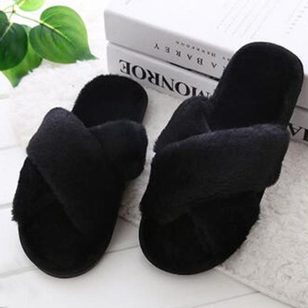 

slippers women's slipper fashion casual home winter non-slip flat open toe shoes house flock summer women 20211, Black