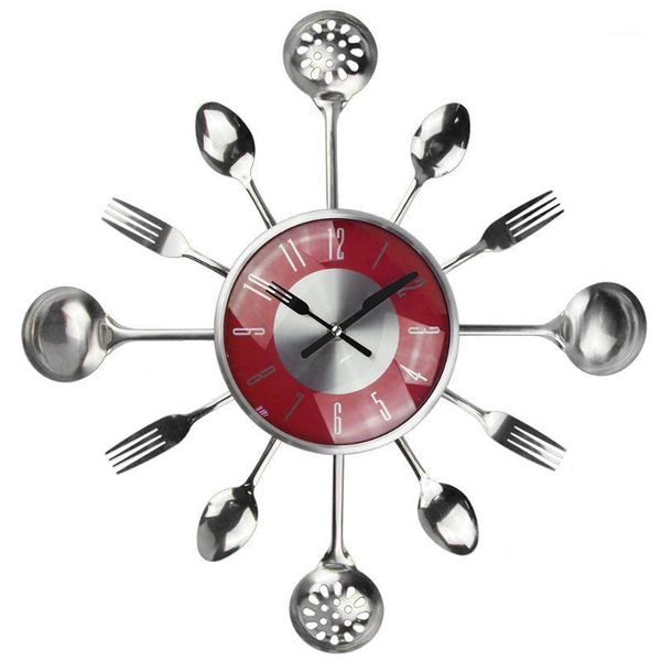 

wall clocks 18 inch large metal spoon fork kitchen clock cutlery creative design home decor 2021 arrival1