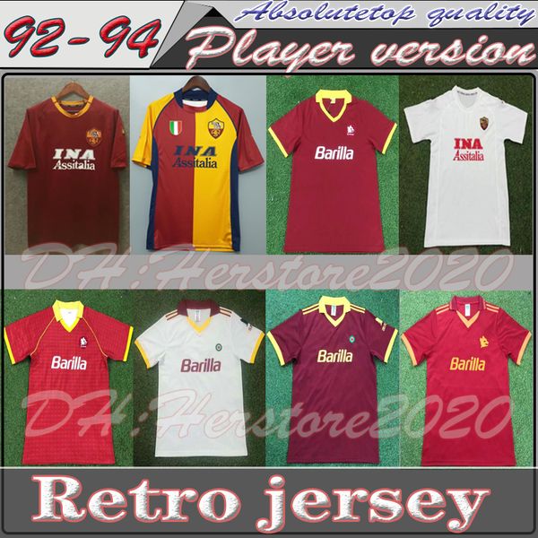 

00 01 90 1991 1992 1994 rome retro soccer jersey totti giannini jersey 01 02 as rome classic commemorate collection maglia da calcio, Black;yellow
