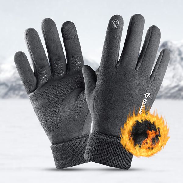 

winter for men windproof warm thick business men' skin-friendly touch screen gloves night riding reflective sign, Blue;gray