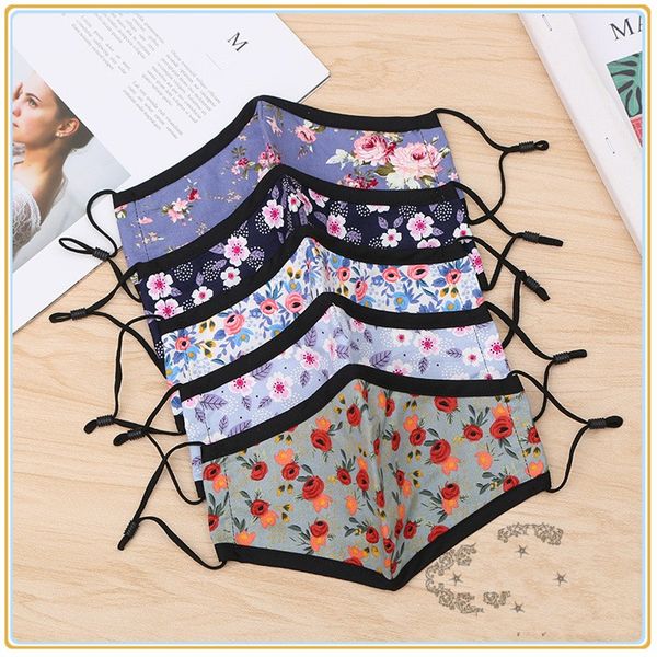 

fashion face mask breathable foldable printing personality flowers anti haze washing three layers reusable dust mouth masks 2 7as k2