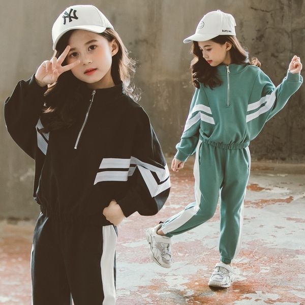 

kids clothes set casual sports teen girls tracksuits spring 2pcs children clothing suits 8 10 12 year cotton girls clothes y200325, White