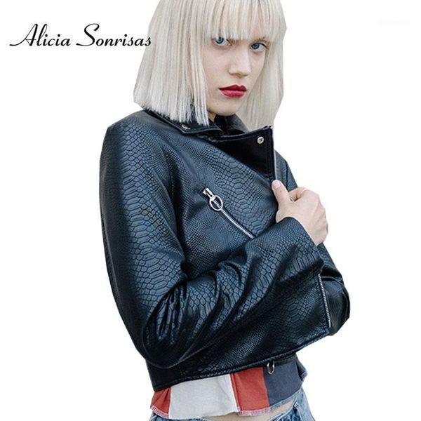 

2020 spring pu leather jacket new locomotive black crocodile faux leather jacket short-style retro biker jackets hr50571