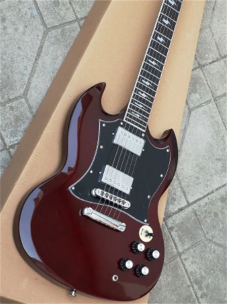 

electric guitar, dark red, angus young, quality guitar. guitars guitarra