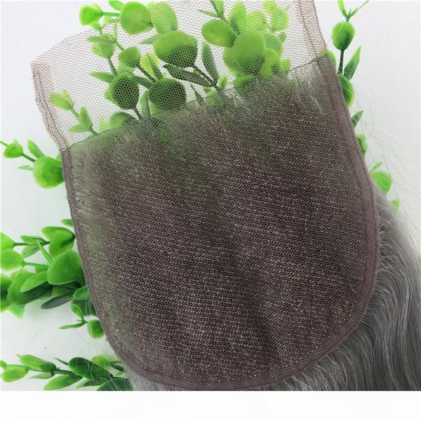 

4x4 lace closure grey human hair brazilian virgin hair straight body wave bleached knots part swiss lace, Black