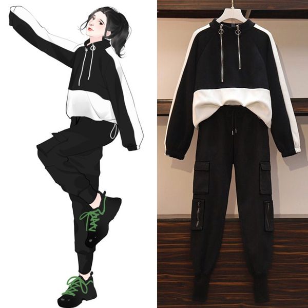 

large size women's autumn and winter style western fashion sanitary suit, Black