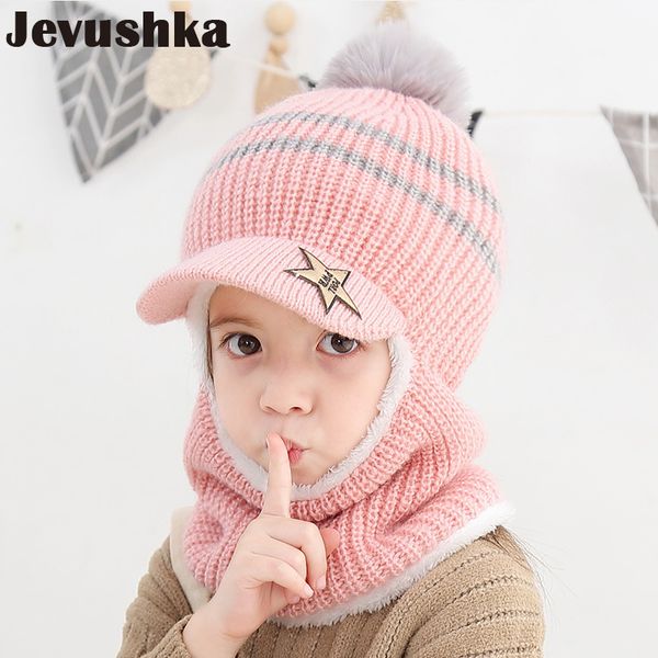 

baby winter hat pom pom beanie hats baby girl and boy hat with warm fleece lining caps for kids ht19025 y201024, Blue;gray