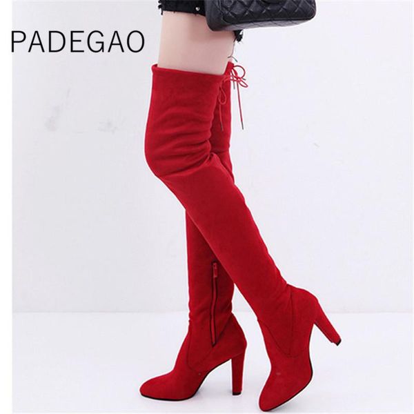 

boots womens 2021 fashion knee high winter casual thigh over the, Black