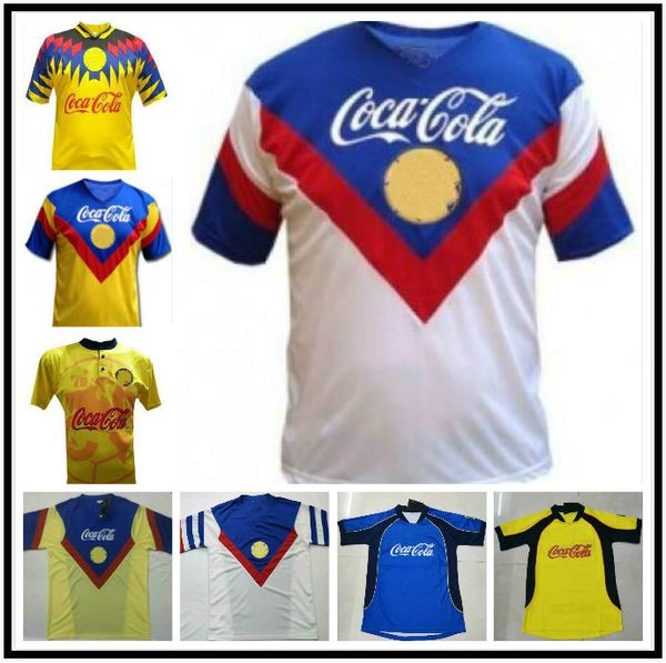 

mx club america 1987 1988 1993 1994 2001 2002 retro soccer jersey 01/02 america r.sambueza p.aguilar shirt club football shirt, Black;yellow