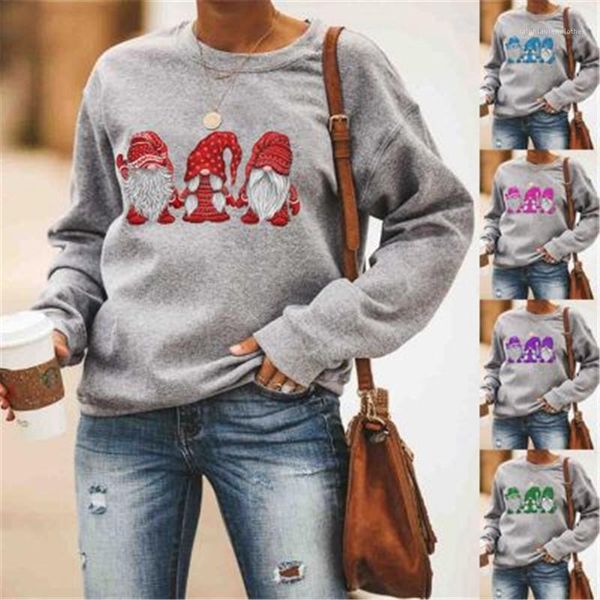 

fashion trend long sleeve loose casual hooded sweatshirts womens santa claus sweatshirts designer female christmas round neck pullover, Black