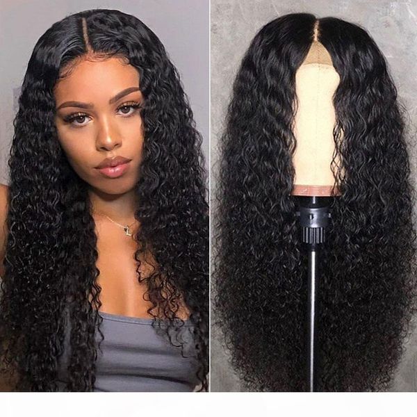 

virgin human hair 4 by 4 lace closure wigs curly water wave bob texture wigs preplucked with baby hair brazilian indian malaysian hair wigs, Black;brown