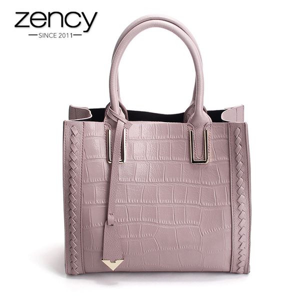 

zency crocodile alligator pattern fashion women tote bag 100% genuine leather office lady handbag shoulder messenger bags black c0121