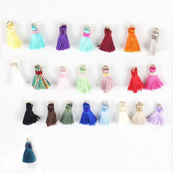 

30pcs 1.5cm mini polyester thread tassel pendant for jewelry making diy bracelet cellphone pendant finding craft tassels h jlljss