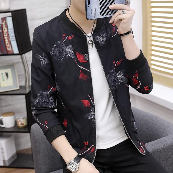 

men's jackets 2021 spring outerwear men casual coat self-cultivation printing baseball lead male jacket big size 5xl jaqueta masculina, Black;brown