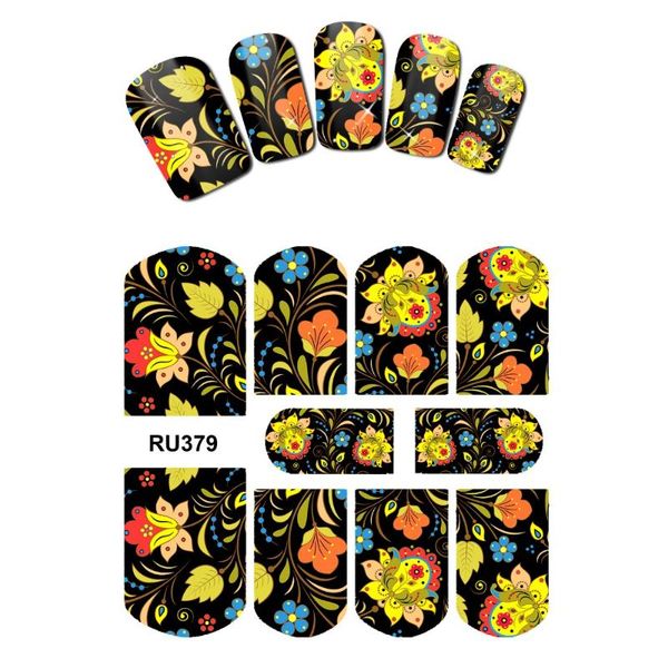 

uprettego nail art beauty вода decal slider nail стикер vintage древняя цветок вишни feather ru379-384, Black