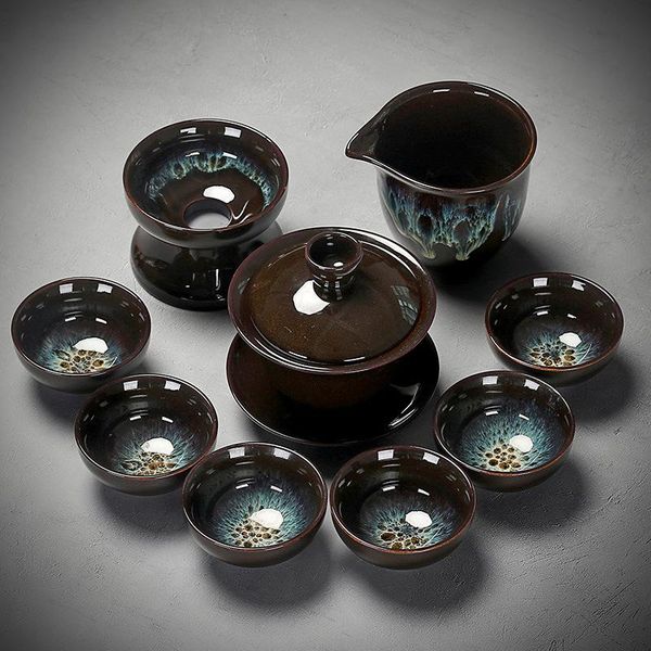 

ceramic set kiln change shajin tea set gift tea set household tianmu jianzhan kungfu tea kungfu outfit wmtvzu